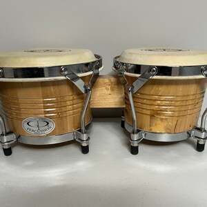 Groove Percussion Natural Wood Bongo Set with Chrome Rims